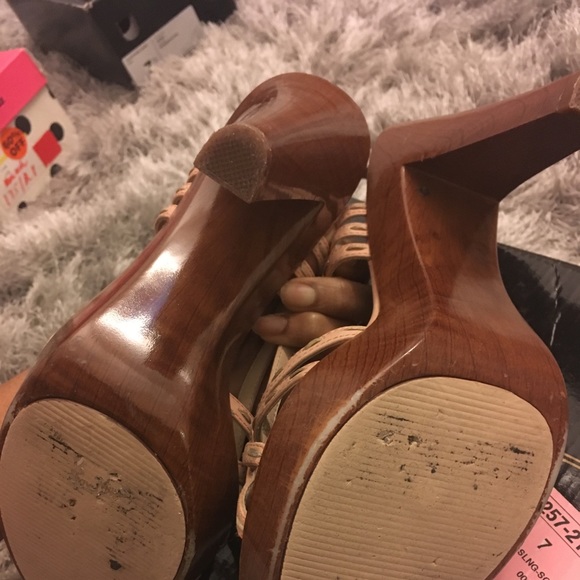 Nude Leather Sandals Sz 7 Colin Stuart - Picture 5 of 6